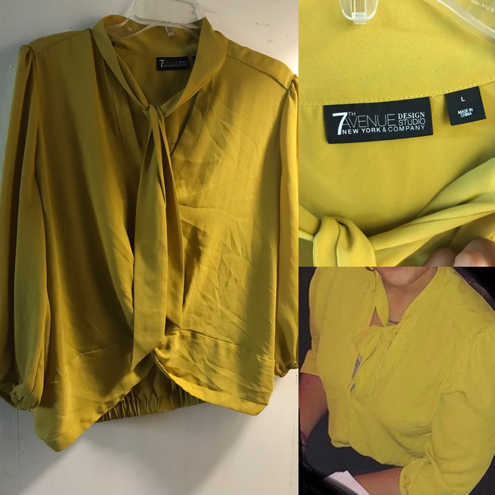 Cropped tie neck blouse size Large